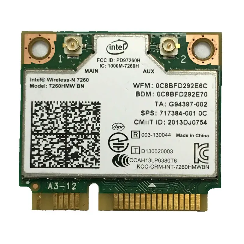 Настольный Wi-Fi Intel Wireless-n 7260 7260hmw Bn 300M Half Mini Pci-e Bluetooth Bt беспроводная карта 802 11 B G N 2 4