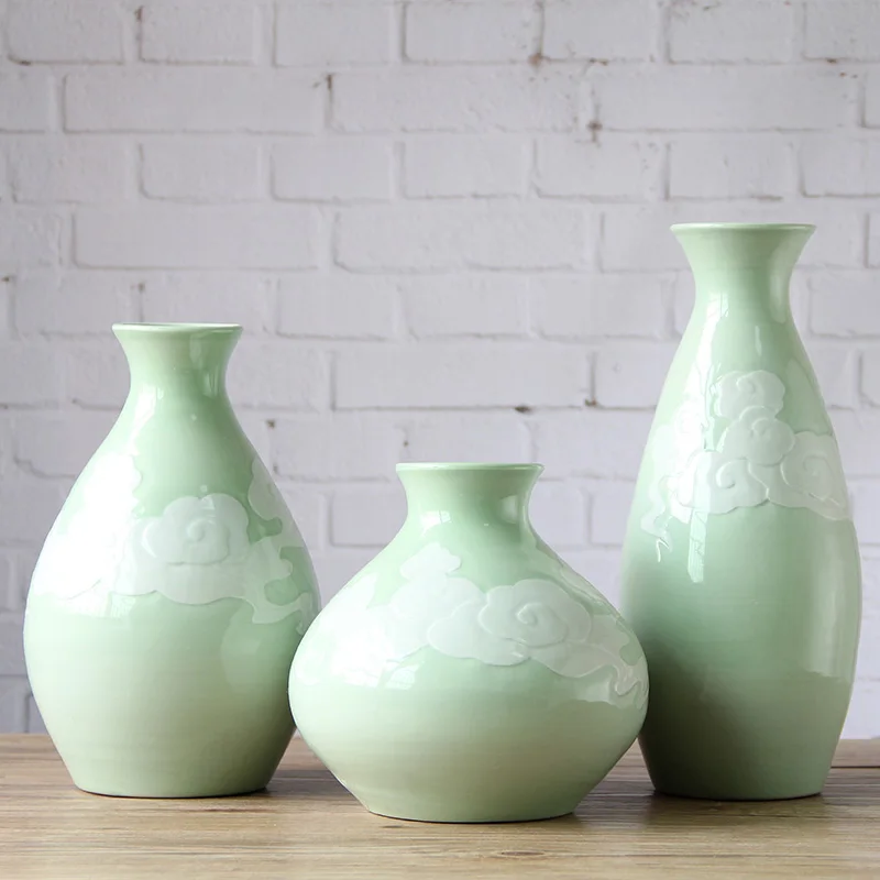 Художественная керамическая фарфоровая настольная ваза набор (3 шт.) с