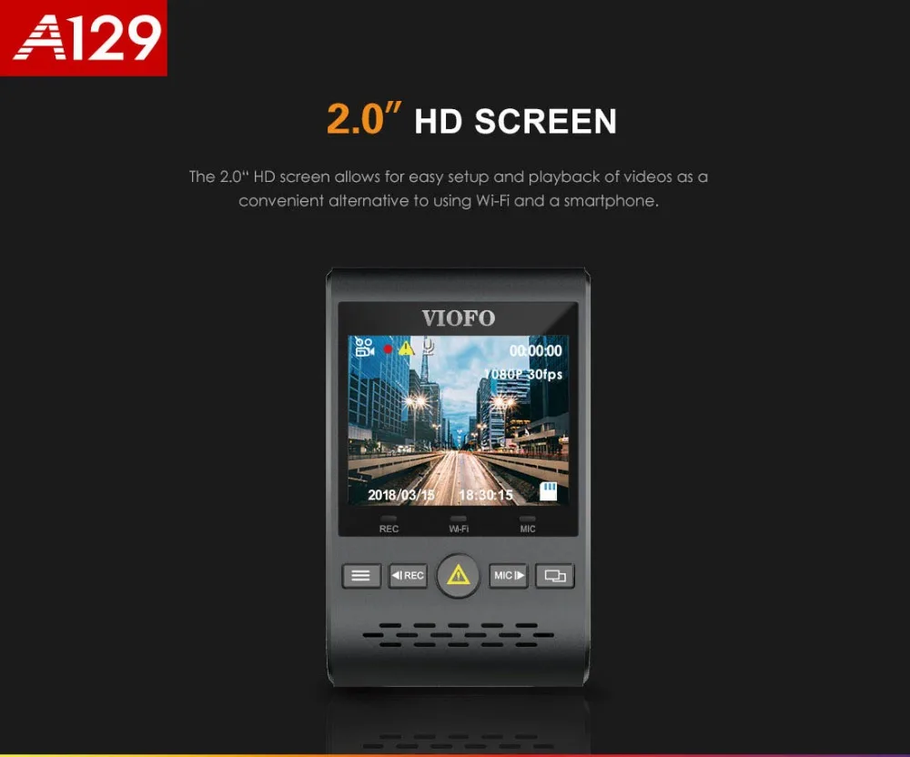 «viofo» A129 фронтальный видеорегистратор двухканальный 5 ГГц Wifi Full HD 1080P 30fps IMX291 Starvis Автомобильный видеорегистратор опционально gps и камера заднего вида