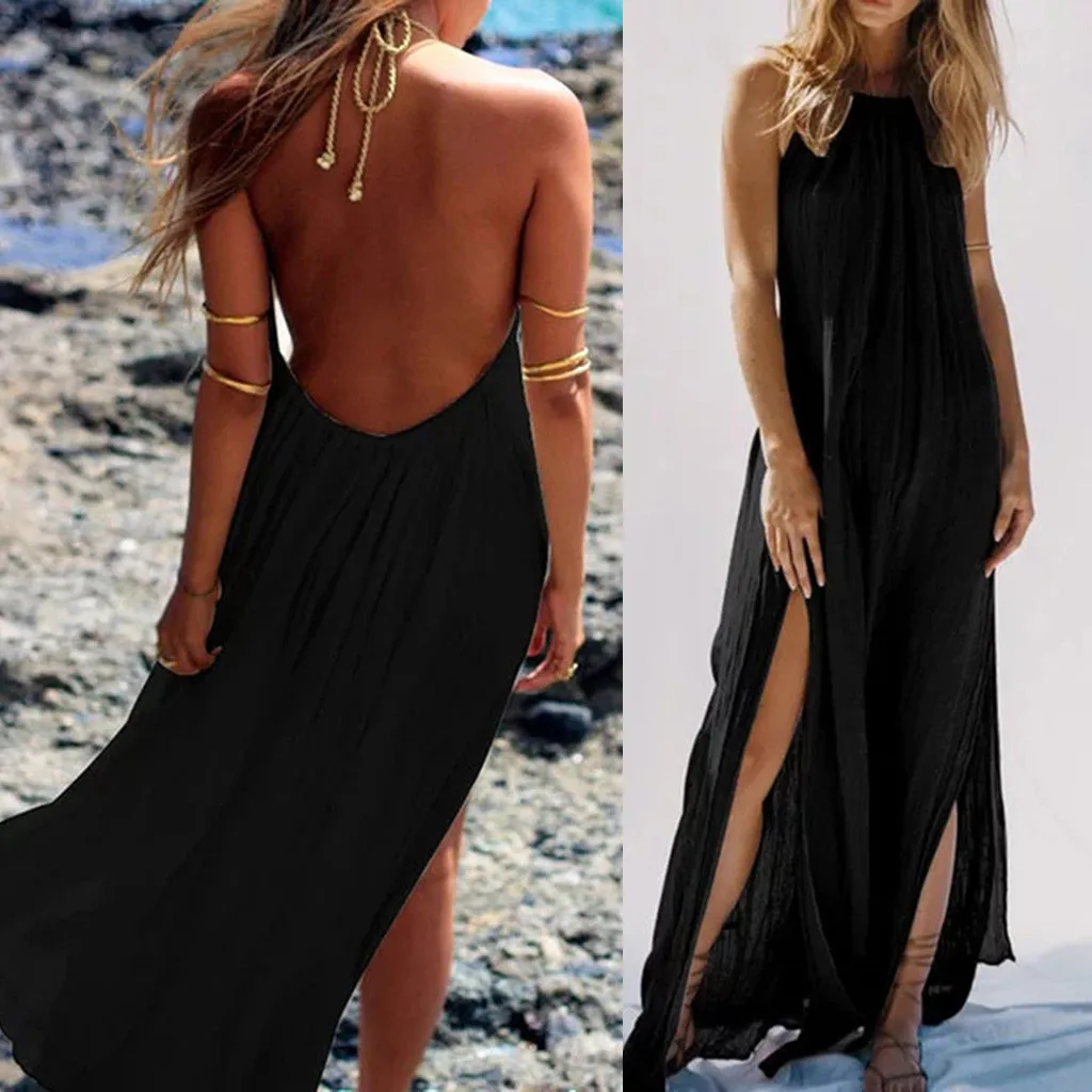 Женские платья 2019 без рукавов элегантные для вечеринок одноцветные с o образным