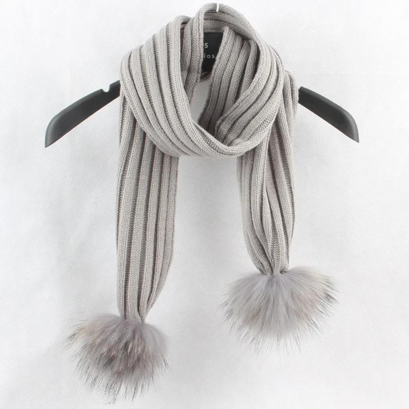 Детские Модные Акриловые Кольца с помпонами из меха енота 15 см шарфы