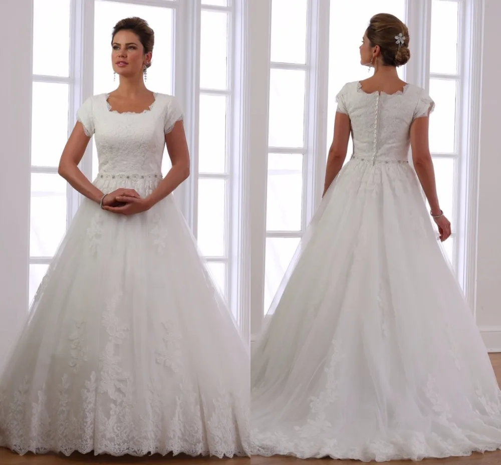 Бальное платье скромные свадебные платья с коротким рукавом винтажные принцессы