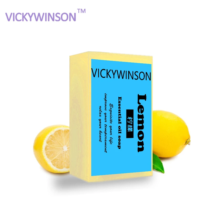 

VICKYWINSON Natural Lemon Essential Oil Handmade Soap Whitening moisturizing deep cleaning remove freckle bath body XZ8