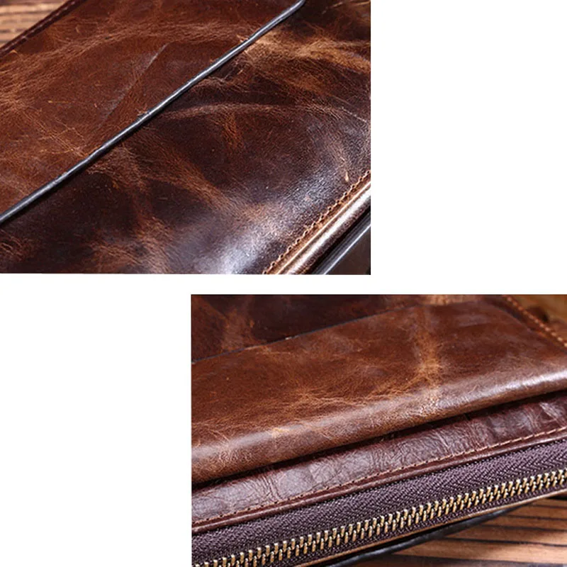 Мужской клатч из натуральной кожи винтажный дизайнерский вощеной воловьей