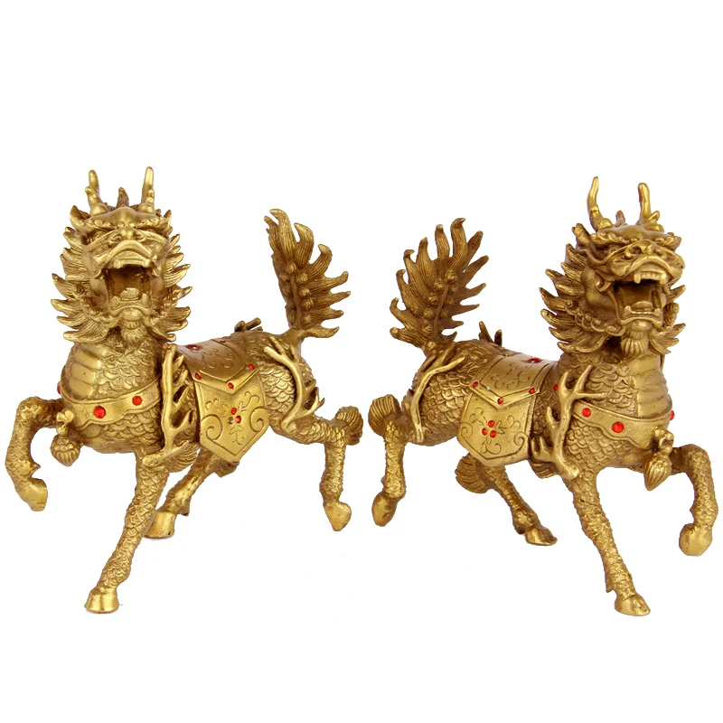 

Yellow copper, kylin ornaments, office, home decorations