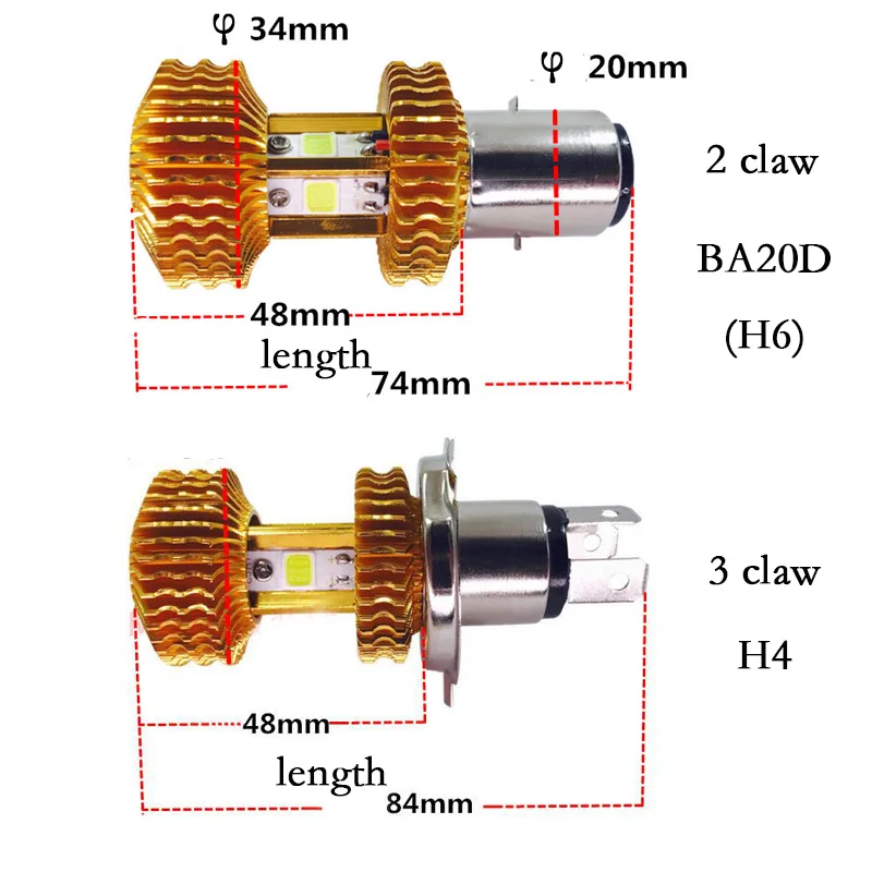 H4 BA20D HS1 светодиодный светильник для головы мотоцикла H6 12V ~ 80V 15W 1400LM