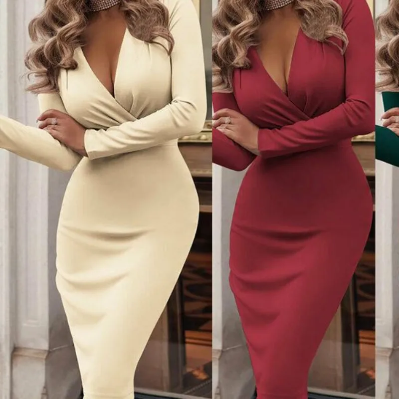 Новинка 2019 женское летнее элегантное облегающее платье с длинным рукавом