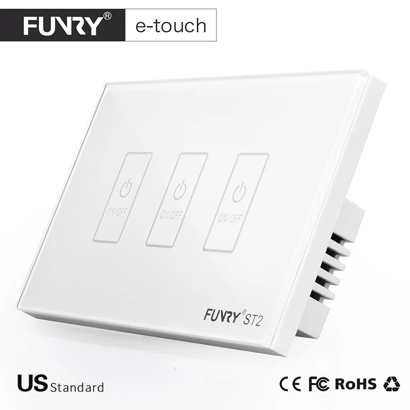 Funry нам Стандартный 3 Gang дистанционного Smart Switch кристалл Стекло Панель сенсорный