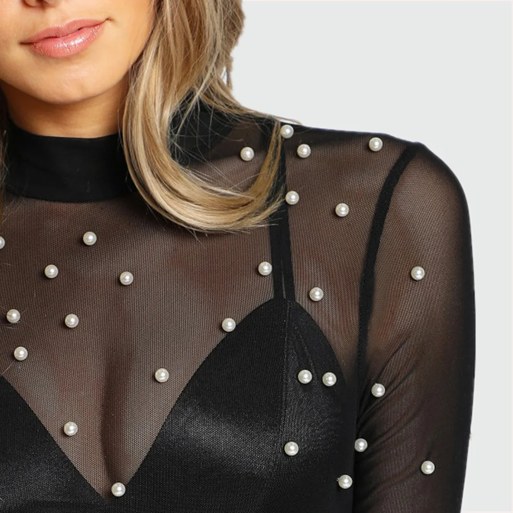 

New arrival Novelty Women Sexy Lingerie Female Transparent Gauze White Beading Bodysuit Exotic Apparel Jumpsuit Leotards 2041