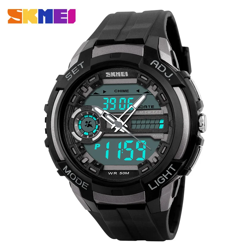 SKMEI 1202 Для мужчин цифровой спортивные часы Dual Time Дисплей Хронограф Будильник PU