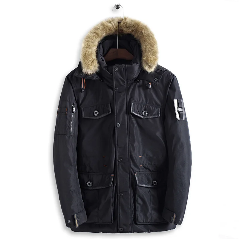 

New Men Thick Casual Outwear Fur Collar Windproof Parkas Winter warm Jacket high-grade fashion clothes dropshipping hot top coat
