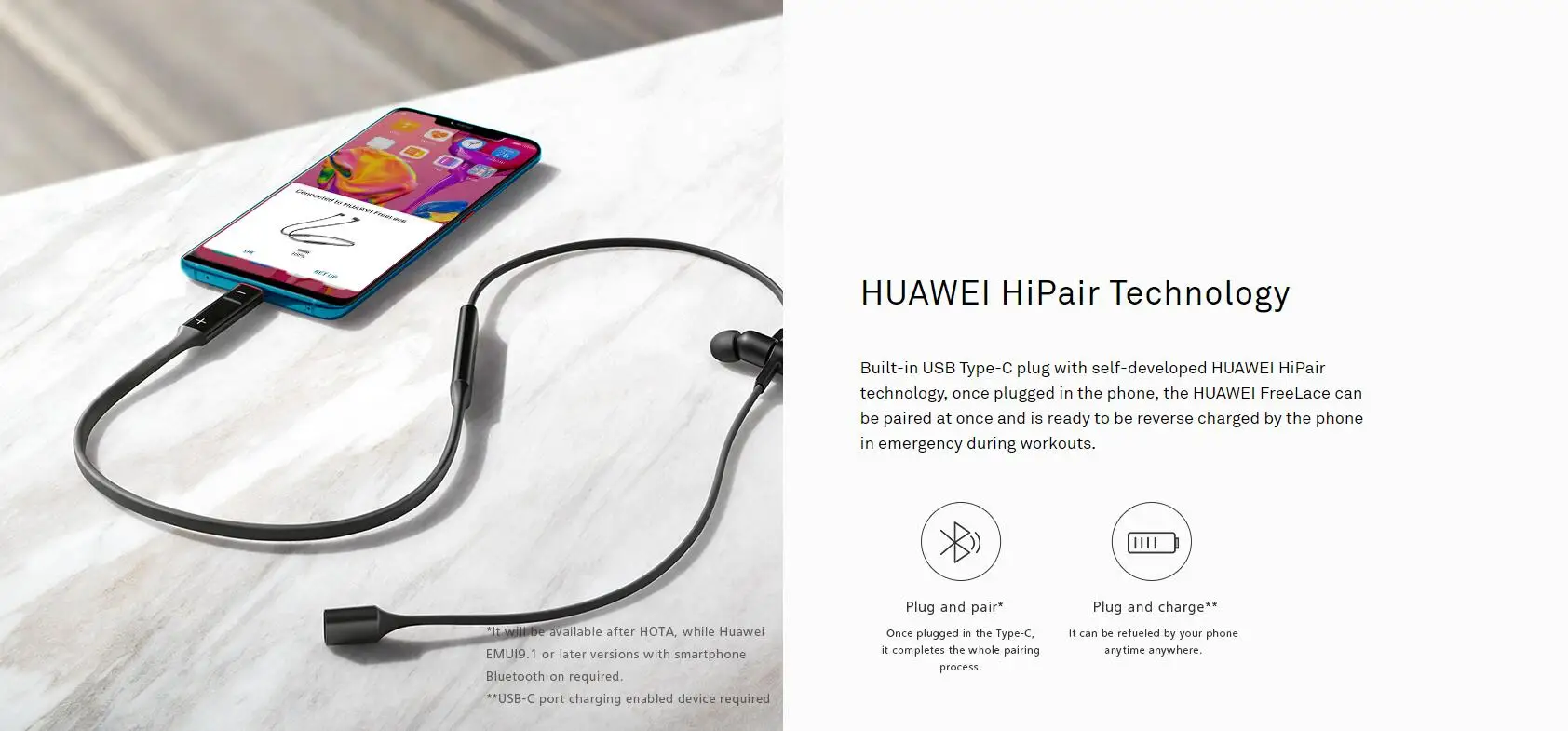 Спортивные наушники Huawei FreeLace Bluetooth беспроводная гарнитура обратный заряд IPX55