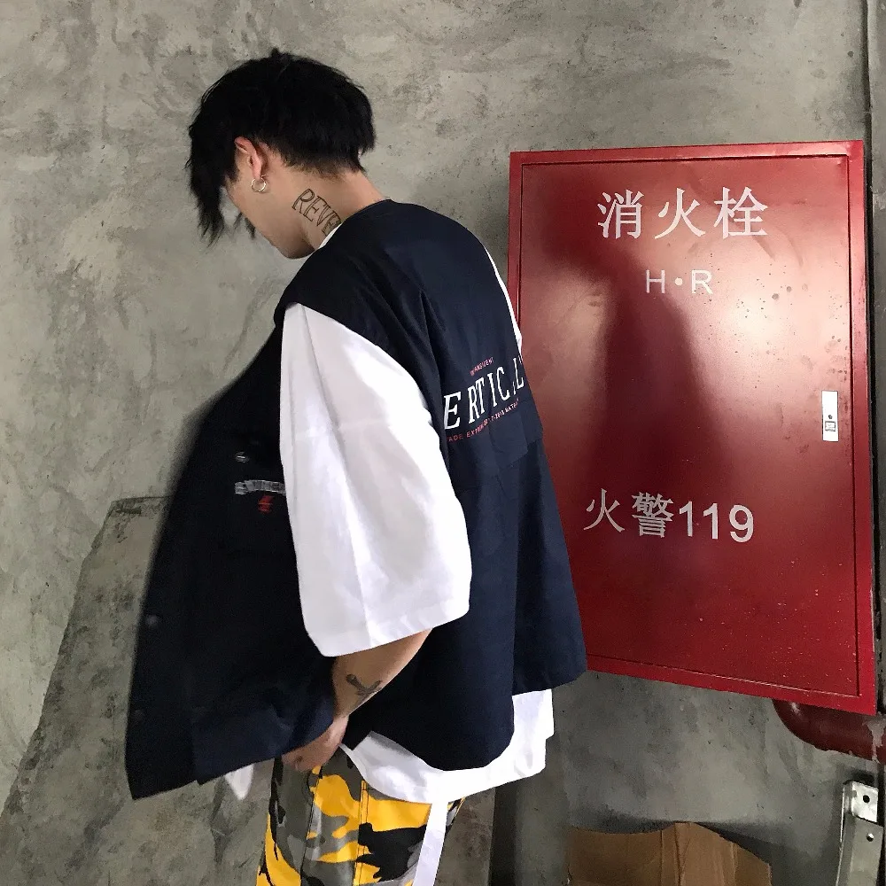 Новинка 2017 Мужская одежда модный уличный жилет тренд Свободный с несколькими