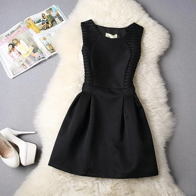Женское Короткое платье без рукавов с круглым вырезом|women white dress|elegant short dresslittle dress
