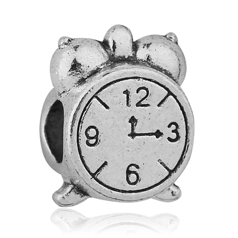 clock 45 стильных европейских серебряных сплавов бусинки с большими отверстиями подходят к оригиналу Pandora талисманы Браслет безделушка ювелирные изделия для женщин - Цвет: clock