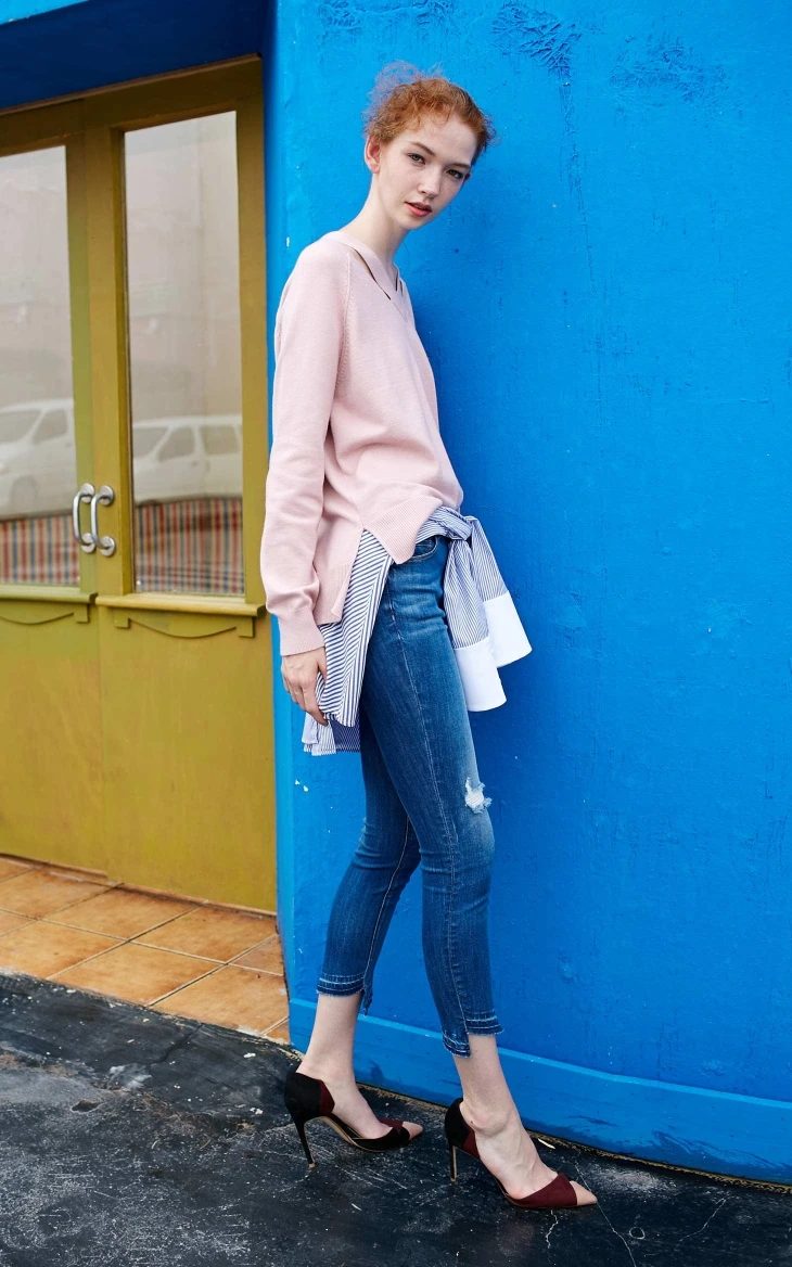 Vero Moda тонкий свитер женский полый уличная одежда рукав чистый вязаный свитер для женщин | 318313504