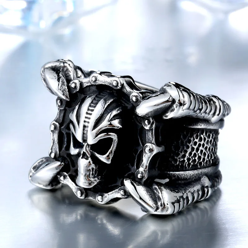 Beier 2017 New Motor Biker Chain Skull Ring 316L Stainless Steel Jewelry Women Mens Sharp Claws BR8 448|cool jewelry|skull ring316l stainless steel |