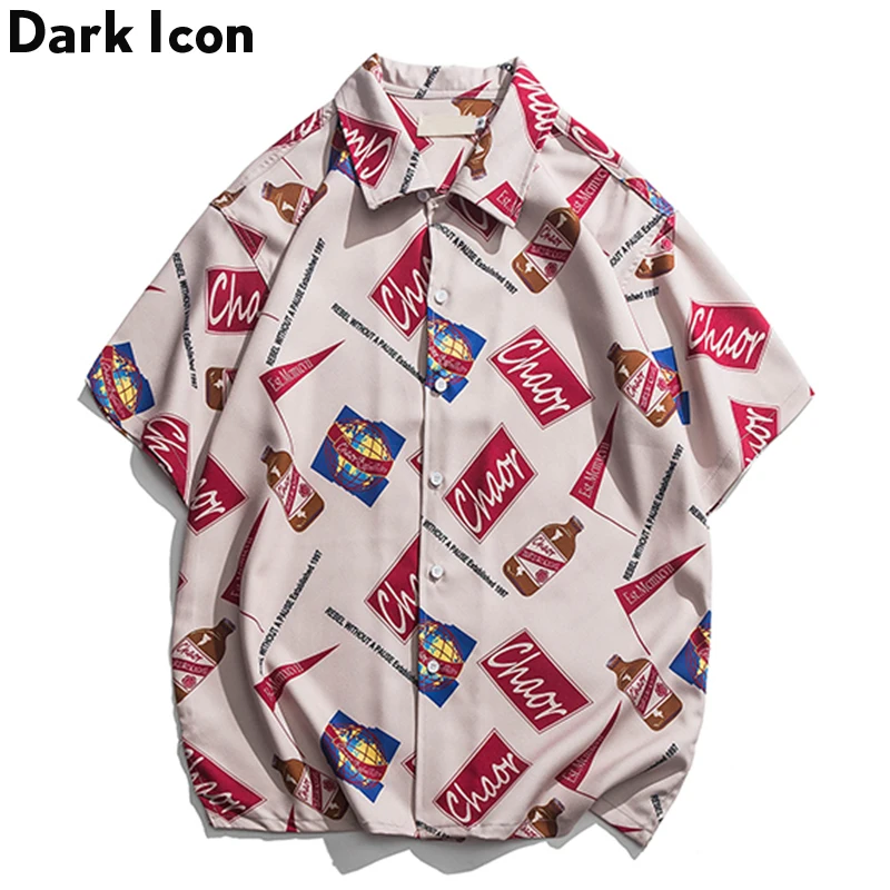 Мужская рубашка с отложным воротником Dark Icon модная летняя в стиле хип хоп
