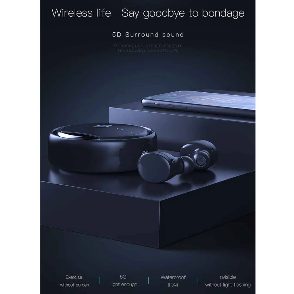 360 градусов вращающиеся беспроводные наушники Bluetooth 5 0 истинные стерео с