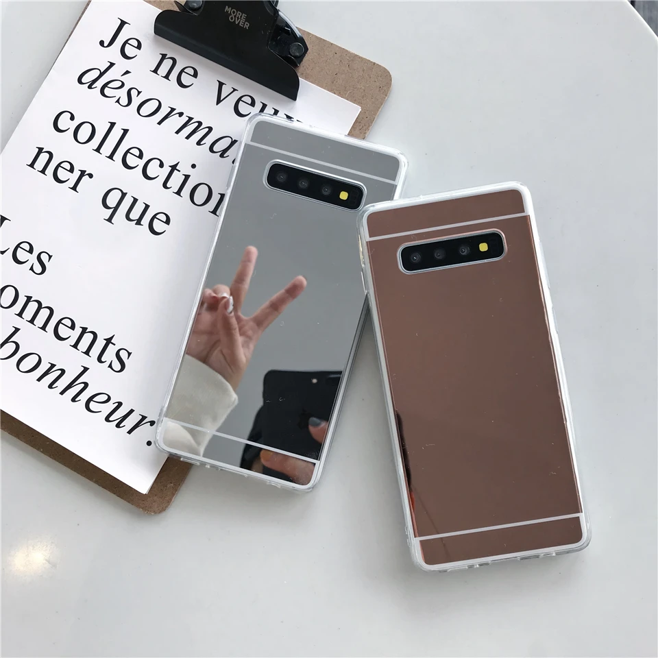 Зеркало ТПУ чехол для samsung Galaxy A7 S10 плюс S10E S9 Примечание 10 M10 M20 A30 A50 A70S A30S A10S A20S чехол мягкий чехол для мобильного телефона чехол s