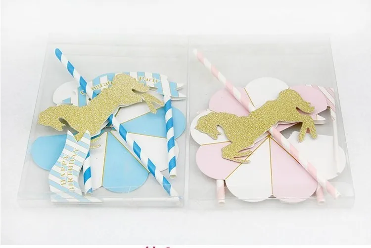 1 шт. карусель торт Топпер Милая лошадь флаг малыш душ Дети День рождения