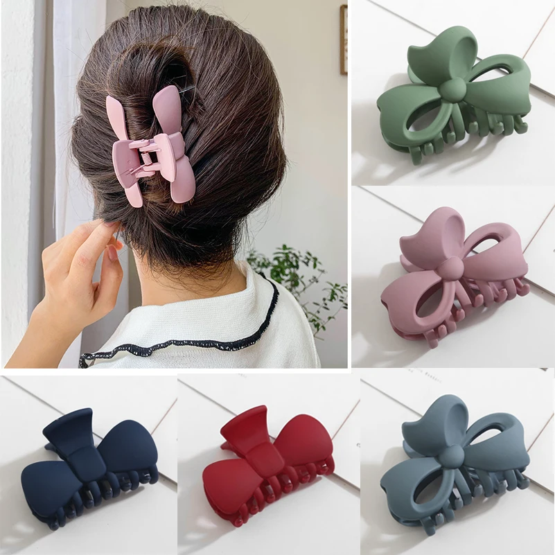 New Korean Solid Bowknot Hair Claw Clips for Women Ponytail Hair Holder Crab Hairpins Girls Make Up Barrettes Hair Accessories