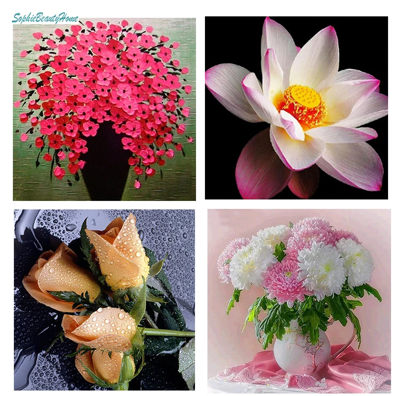 

Sophie BeautyHome Diamond 5D Resin Diy Painting Cross Stitch Colorful Fashion Flower Series Embroidery Mosaic Canvas Wall Home