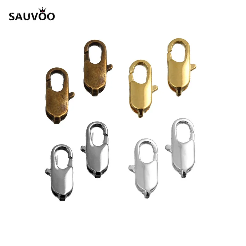 SAUVOO 50 шт./лот античная бронза серебро родий золотой цвет металлический карабин 12*5