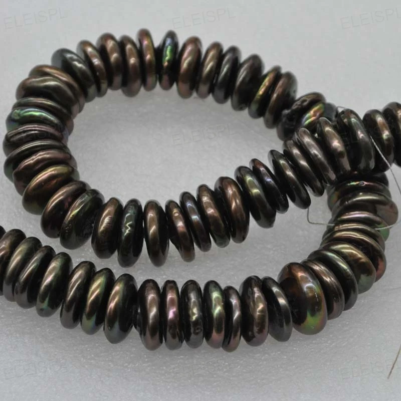 

wholesale 1 strands big 15-17mm flat coin black freshwater pearl string
