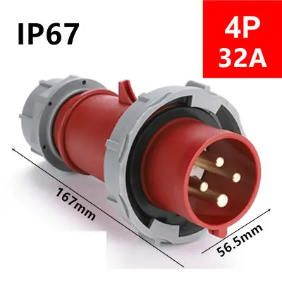 32A IP67 водонепроницаемая электрическая промышленная розетка 3P 4P 5P мужской/женский Промышленный разъем - Цвет: Слоновая кость