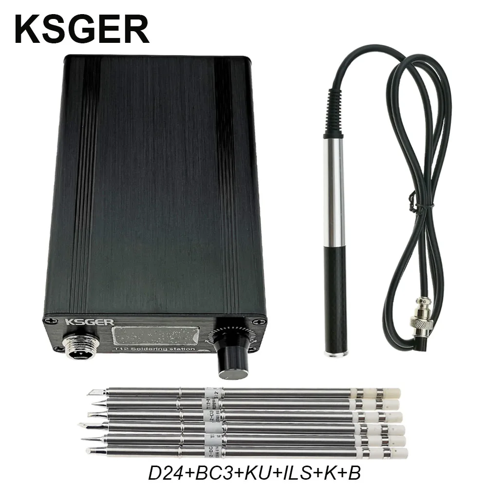 KSGER T12 паяльная станция DIY STM32 V2.1S OLED инструменты для пайки T12 железные наконечники алюминиевый сплав FX9501 ручка металлическая подставка быстрая - Цвет: Sets 6