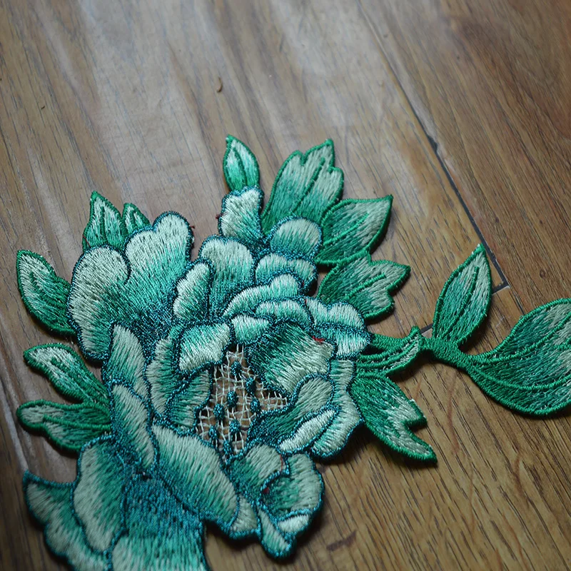 1 шт. голубые и зеленые смешанные цветочные нашивки свадебная вышивка кружевная