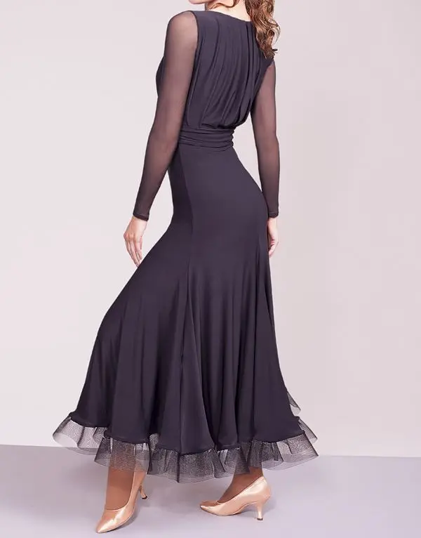 Бальные танцы современный танец практика морщинка воротник W17008 платье с длинным