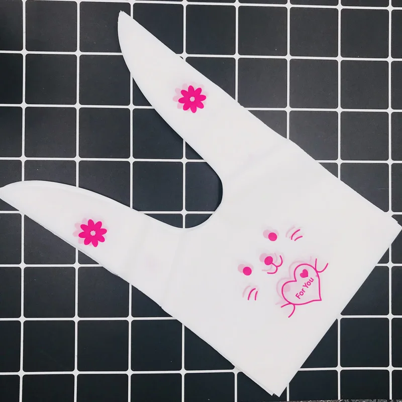 Kawaii Пасхальный кролик печенье мешок 100 шт./упак. Свадебные украшения в форме милых заячьих ушек; Пластик конфетная Подарочная сумка Упаковочные пакеты для вечерние