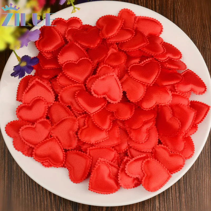 

Zilue 1000 pcs/lot Padded Felt Fabric Sponge Love Heart Petals Appliques For Wedding/Party Bed Decor Valentine 's Day Supplies