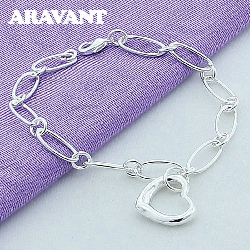 

925 Silver Heart Bracelet Chain For Women Fashion Wedding Jewelry