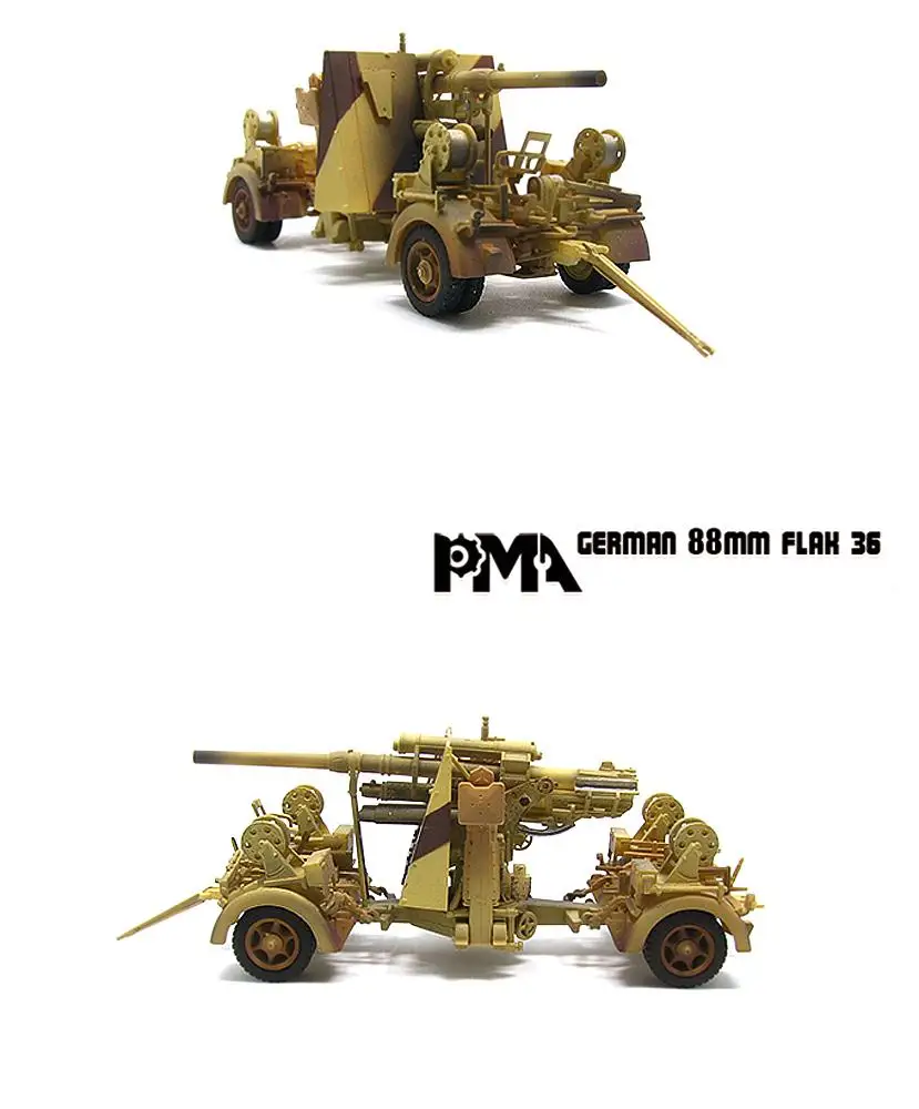 PMA Второй мировой войны немецкий FLAK37 88 мм пистолет с зажимом 1/72 Готовая модель