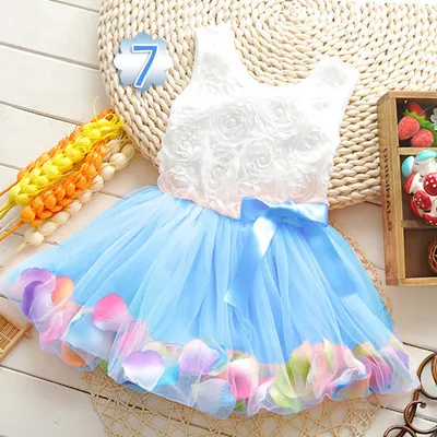 Light Blue Милые платья для малышей, платье принцессы с цветочным рисунком для маленьких девочек, одежда для маленьких девочек, вечерние костюмы на свадьбу, Vestidos, одежда для малышей, лето - Цвет: Light Blue