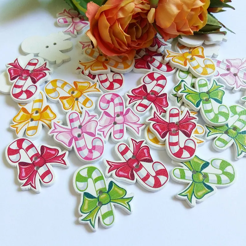 40 шт. рождественские швейные принадлежности пуговицы деревянные кабошоны для