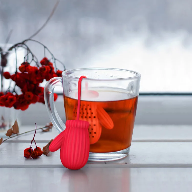 200 шт отец Рождественская рукавица Infuser силиконовый рассыпной чай фильтр