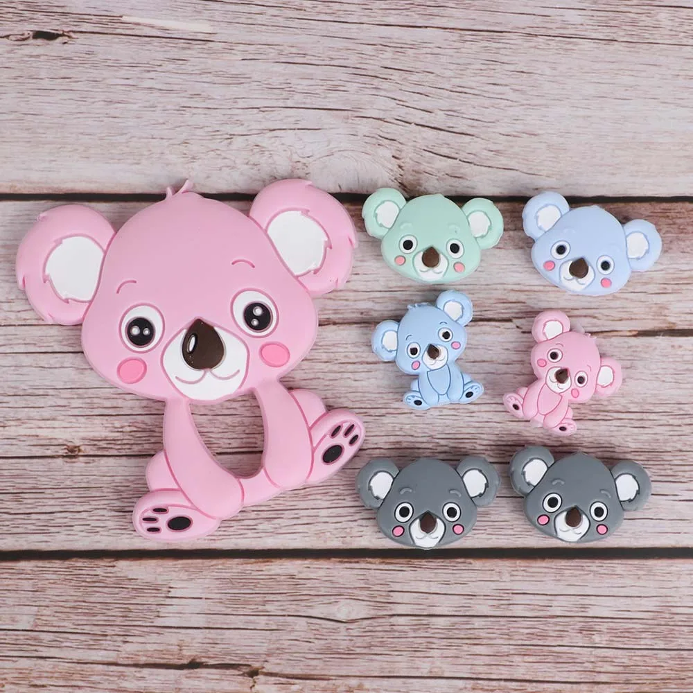 BPA Free Koala Baby Teether Silicone Beads For DIY Teething Necklace Gift Nurs Accessories Food Grade Silicone Teether Rodents