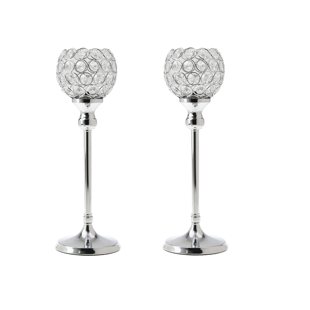 2x Кристалл Votive Tealight подсвечник свадебное место Декор серебро 35 см H | Дом и сад