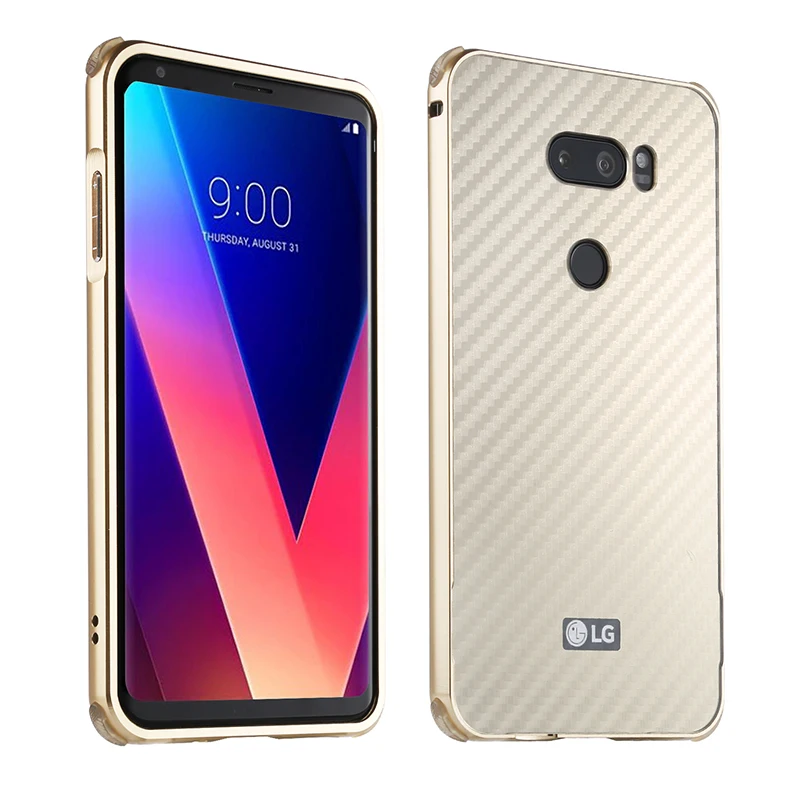 For LG V30 Case V 30 Aluminum Metal Frame+Carbon Fiber Hard Back Cover for Shockproof Phone Shell |