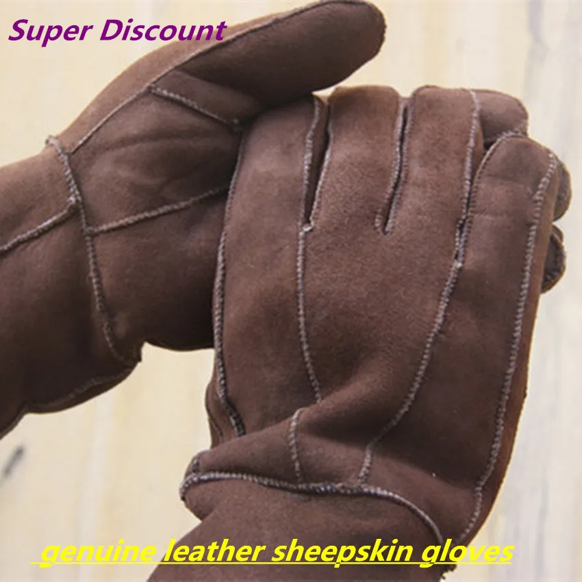 

2020 Men's sheepskin gloves warm winter long sheepskin unisex sheepskin gloves fingers glove factory direct free shipping