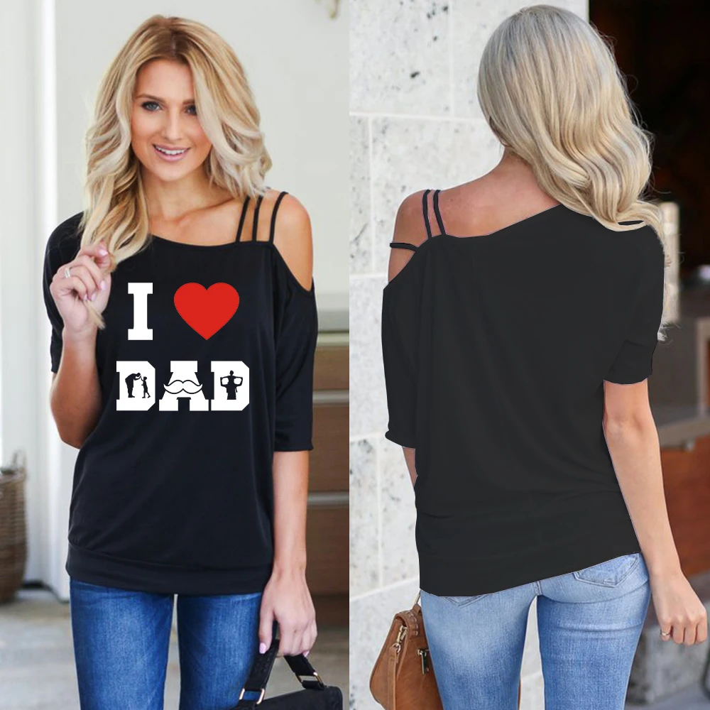 Женская футболка с одним плечом и коротким рукавом на День отца уличная мода хит