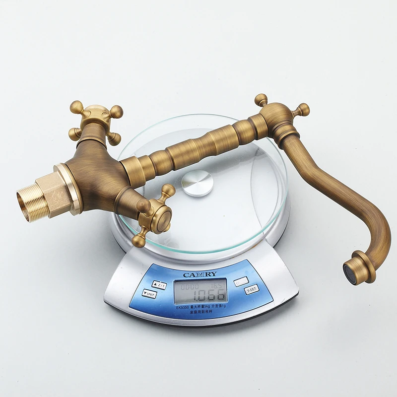 Винтажный латунный Смеситель для ванной комнаты Duale поворотные ручки одно