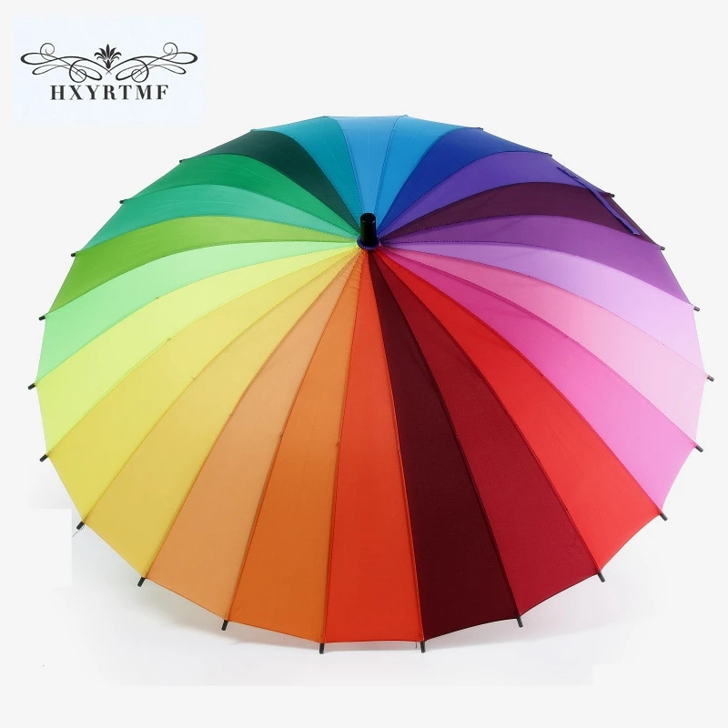 Высокое качество 24k ребристый Цвет Радуга модная длинная ручка прямой анти УФ