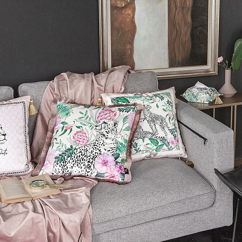 

Мягкие розовые подушки, Бархатная подушка, квадратная декоративная наволочка для дивана, роскошное белое леопардовое украшение для крыльца, украшение для дома