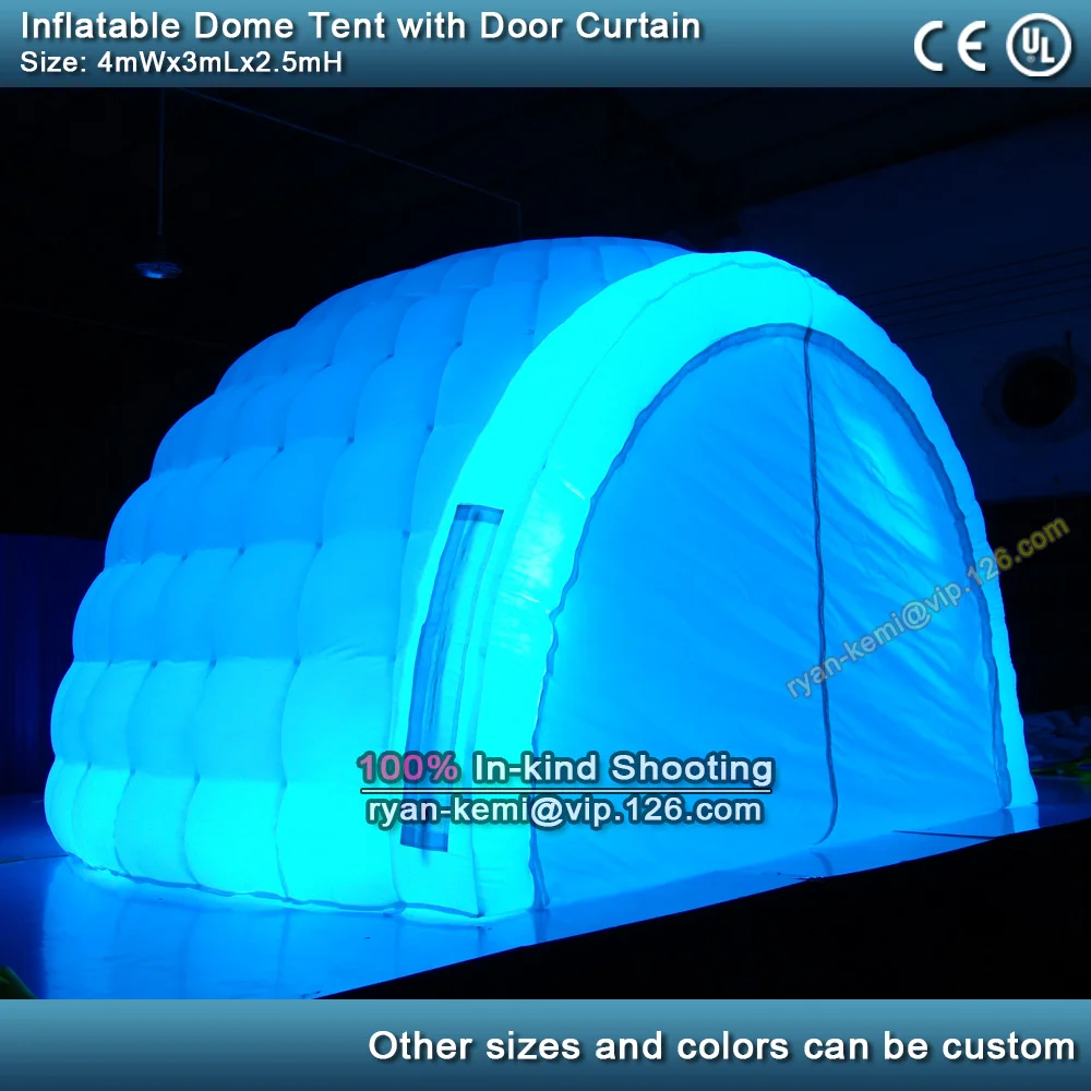4mWx3mDx2. 5mH надувной igloo палатка с меняющим цвет светодиодный s надувной купол палатка с светодиодный вечерние надувные события шатер