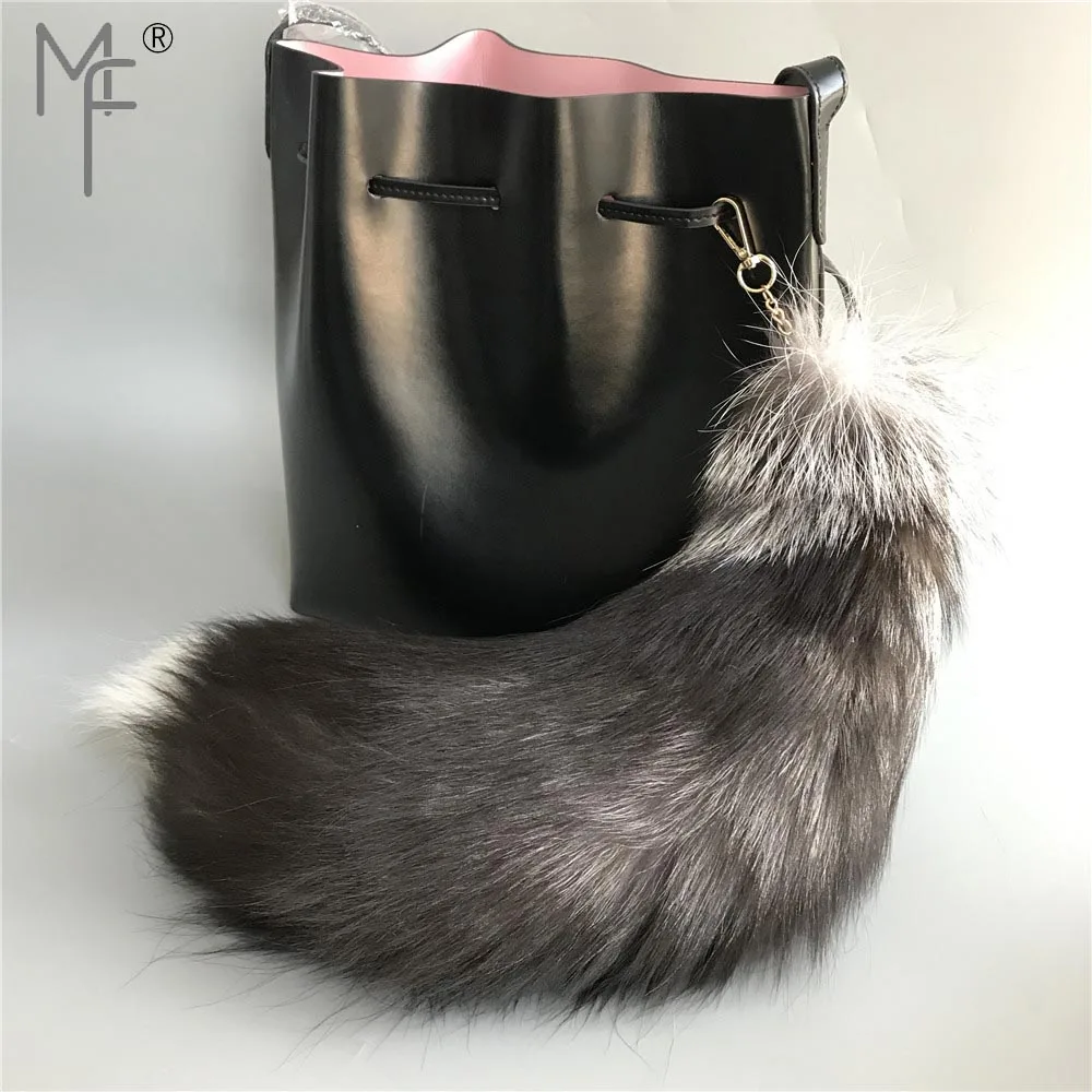 Magicfur 50 шт 20 дюймов см реального из меха черно бурой лисицы хвост брелок для ключей